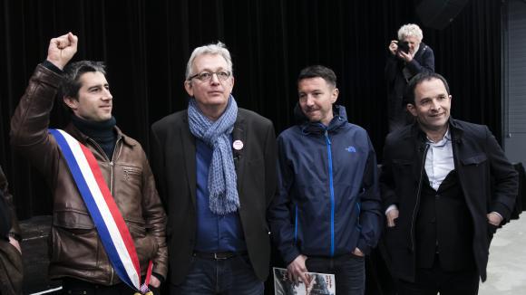 François Ruffin, Pierre Laurent, Olivier Besancenot et Benoît Hamon