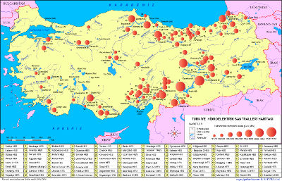 Carte des barrages de Turquie